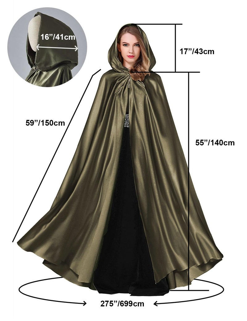 BEAUTELICATE Women's Wedding Hooded Cape Bridal Cloak Poncho Full Length - Image 5